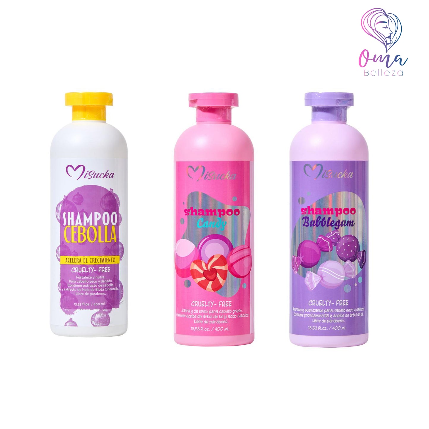 Pack 3 shampoo - Cebolla, Candy y Bubblegum